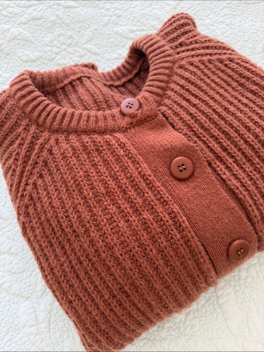 Soft & Cozy button-Front Cardigan Sweater - Rusty Brown M - Picture 12 of 12
